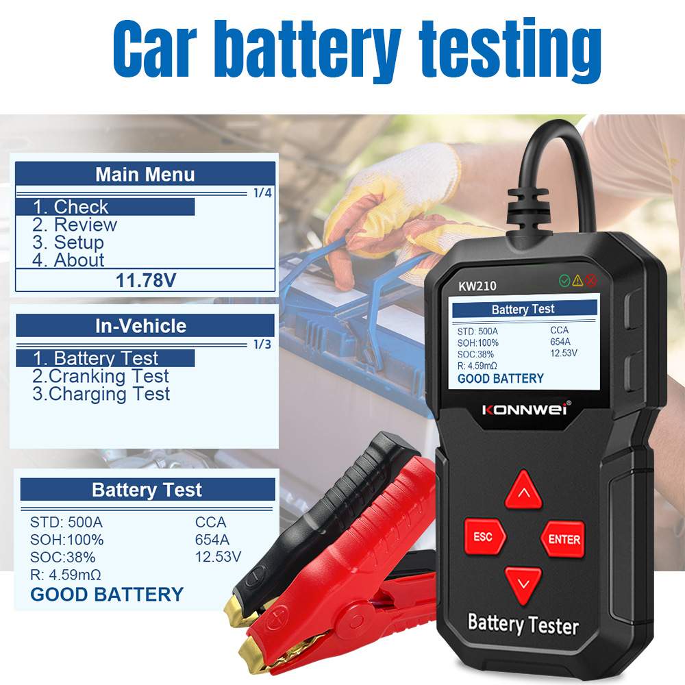 KW210 Handy Car Battery Analyzer 12V Vehicle Battery Tester