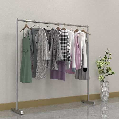 拉丝不锈钢挂衣架落地式服装店展示架子银色阳台晾衣架简易陈列架