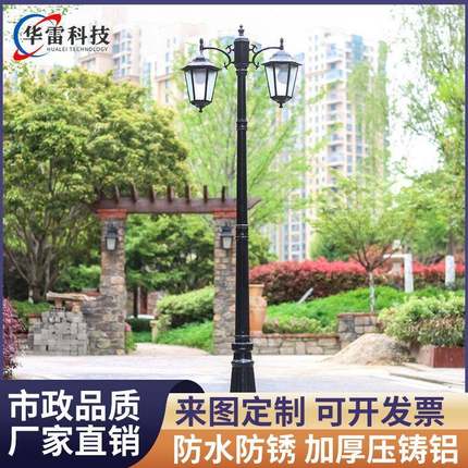 户外2米3米精铸铝双头led欧式庭院灯防水花园小区仿古景观灯