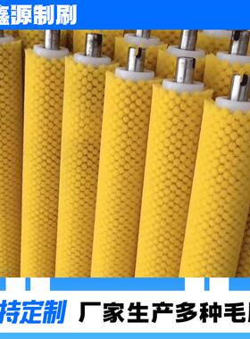 清洗毛刷辊玻璃清洗机毛刷黄色PPT毛刷辊打磨除尘毛刷辊清洁