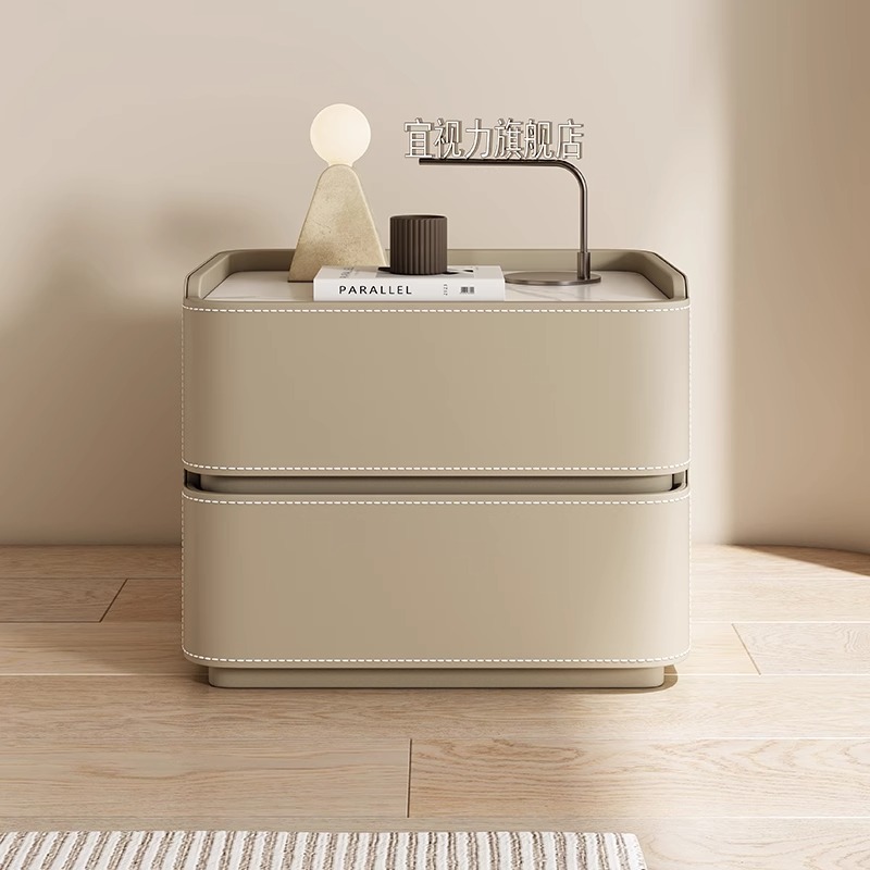 2024新款轻奢高级感床头柜主卧现代简约小茶几可爱家用小型奶油风