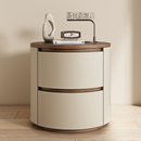 2025新款 床头柜高级感马鞍皮全实木简约现代收纳储物沙发柜轻奢