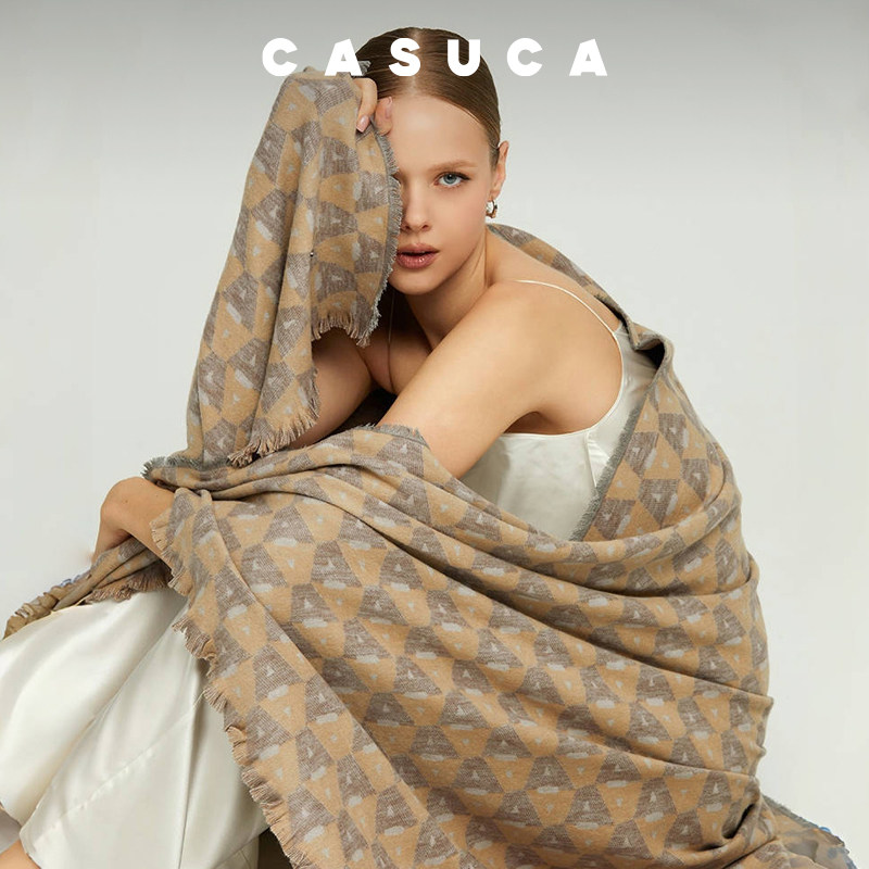 CASUCALUXE老花桑蚕丝披毯高奢提花真丝盖毯沙发毯子四季通用
