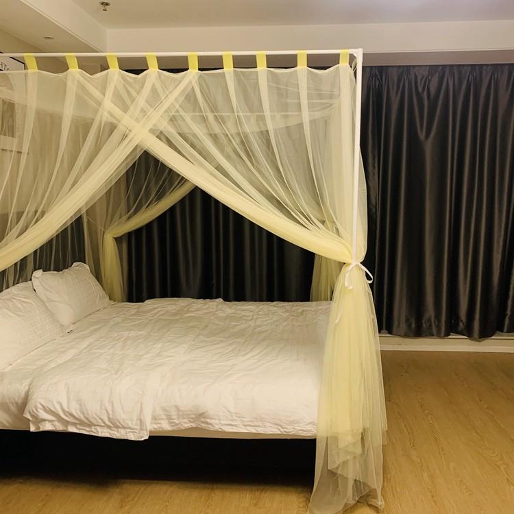 2n定制新款老式穿杆公主风纹蚊帐家用1.8m床.35实木支架宫廷