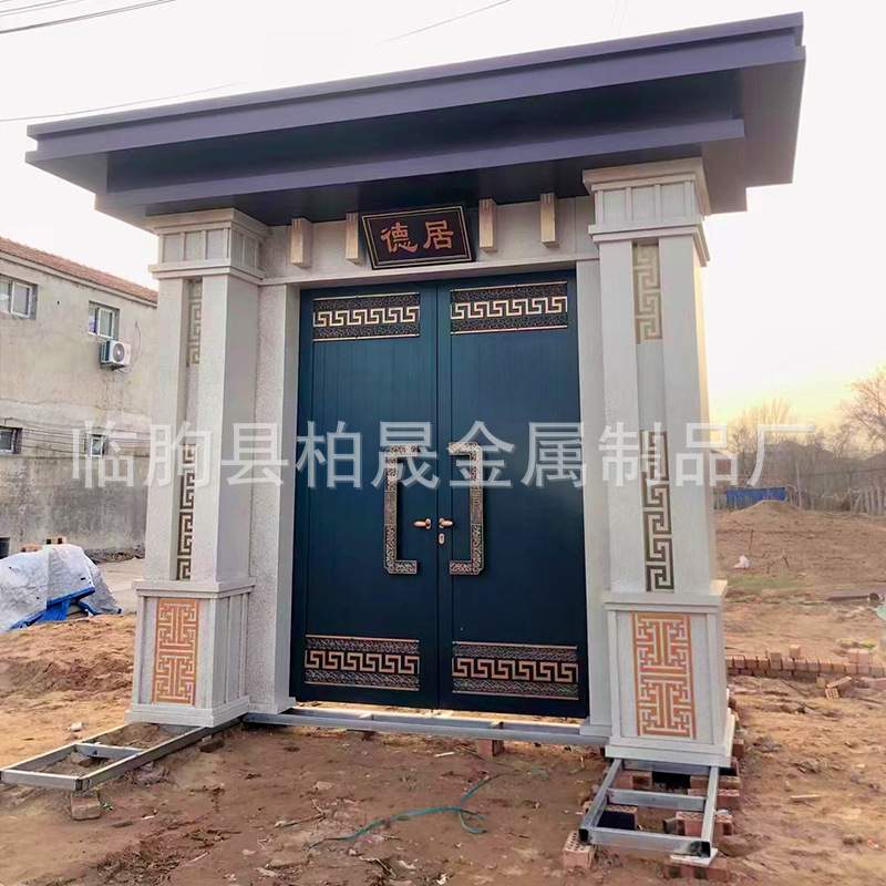 铝合金精雕庭院门花园院子  铝艺门楼自建房双开门楼新中式别墅门