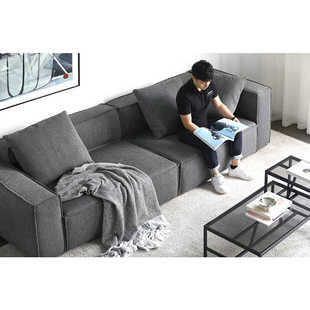 特惠北欧表情 现代简约Linosa布艺沙发客厅分体可拆洗灰色T 意式