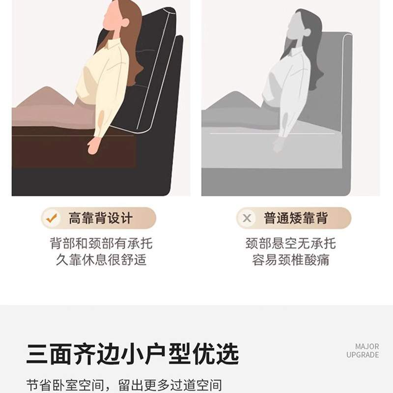 意式极简大象耳朵真皮抽屉简约现代主卧大储物床