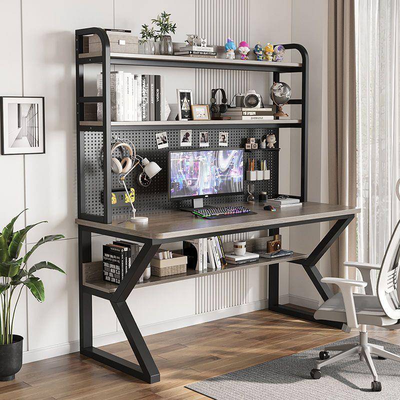 台式电脑桌家用书桌带书架一体组合小户型学生写字学习桌子洞洞板