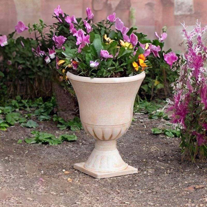 凯莱欧式花园树脂塑料庭院装饰复古创意型罗马柱大号高脚杯形花盆