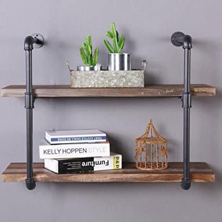 直销复古loft墙面置物架墙上装饰架子铁艺水管隔壁书架收纳架