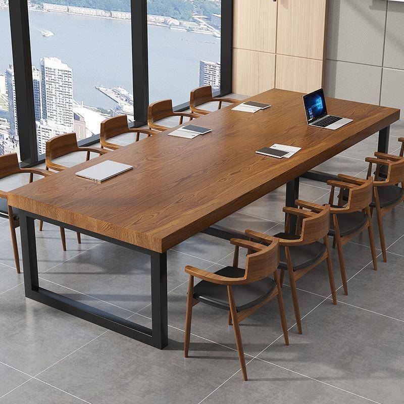 实木会议桌办公室洽谈桌简约现代职员工培训桌会议室长条桌办公桌