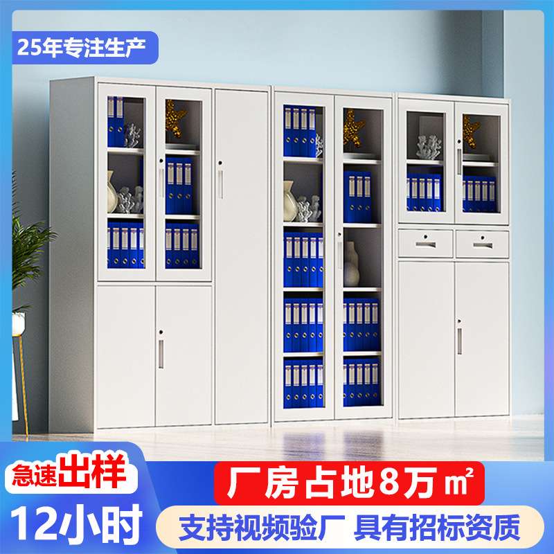 钢制文件柜办公室文件资料夹收纳档案柜多门带锁办公柜1800铁皮柜