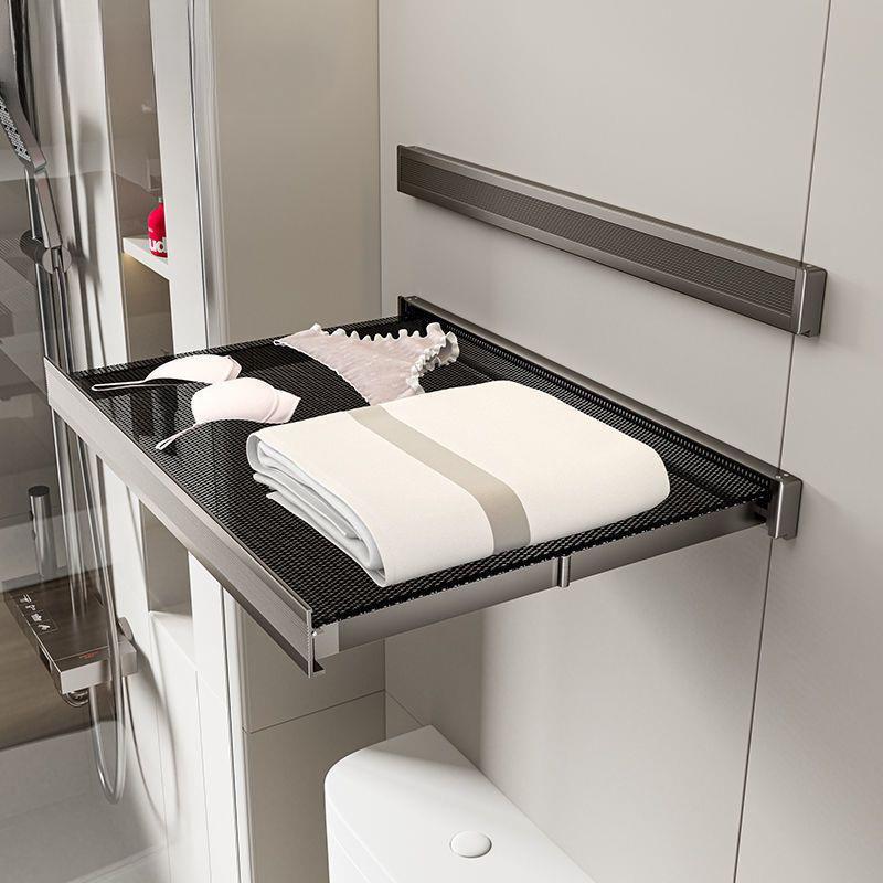 洗澡卫生间浴巾架衣服收纳置物架隐形伸缩浴室折叠放毛巾干净