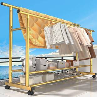 加衣架落地式双杆移动晾衣架家用挂衣架子宿舍出租屋简易包邮