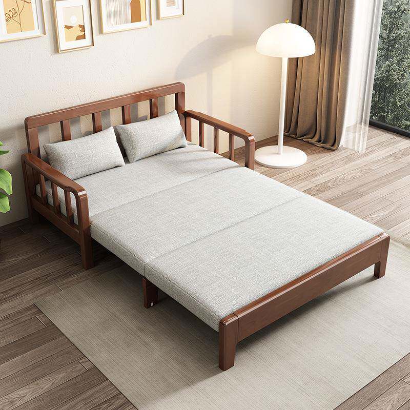 实木沙发床小户型折叠式两用客厅阳台双人多功能推拉伸缩新款沙发