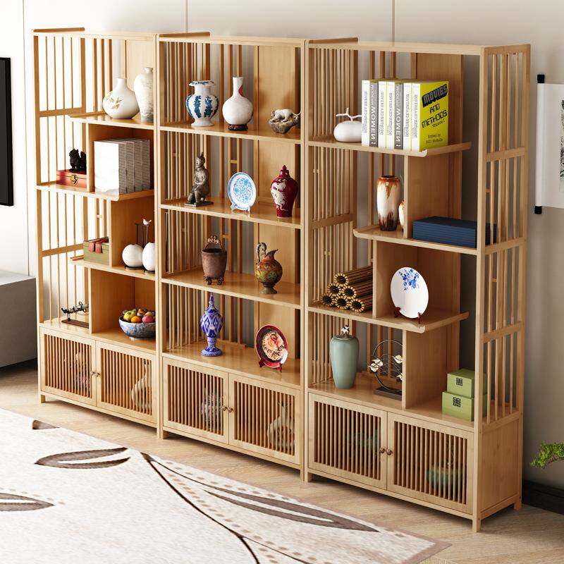 博古架实木新中式隔断展示柜摆件收纳架茶室客厅书架置物架多宝阁