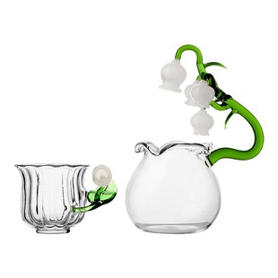 手工铃兰花耐热玻璃功夫x茶具创意公道杯茶海主人杯婚庆伴手 日式