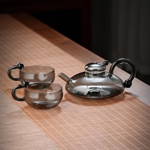 高硼硅透黑玻璃创意鼠尾壶套装 围炉煮茶b壶 电陶炉加热烧水泡茶壶