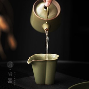 泡茶分茶器功夫茶具套装 复古陶瓷公d道杯家用日式 茶漏杯公杯接茶