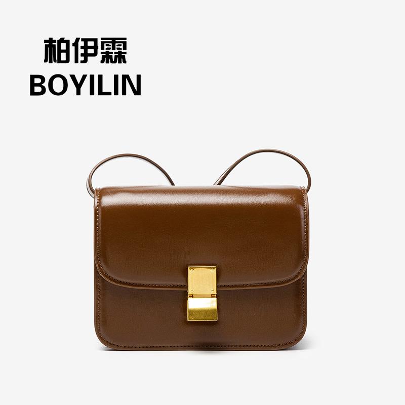 复古百搭box真皮豆腐包
