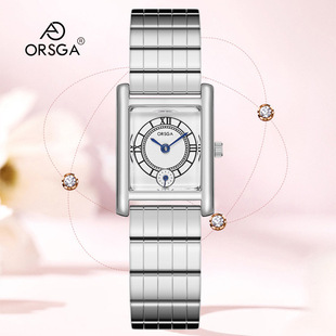 ORSGA方形时尚女士手表手链镯格子钢带厂家直播轻奢石英腕表