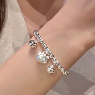 kt猫铃铛甜美可爱手链女轻奢小众高级感设计手饰首饰串珠珠子