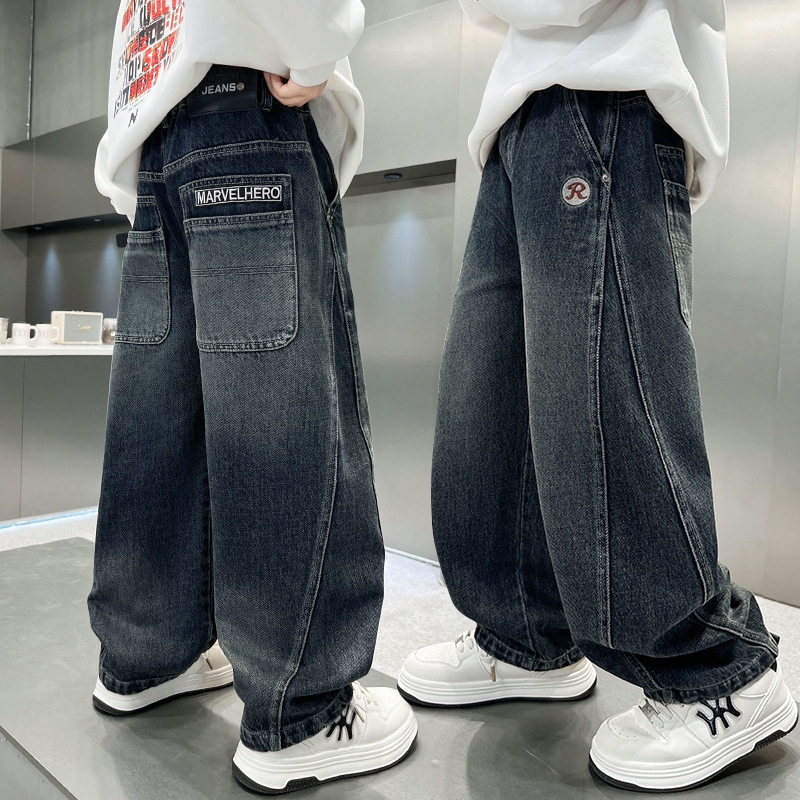 男童裤子春季牛仔裤儿童直筒裤2026春秋新款大童装春装长裤潮男孩