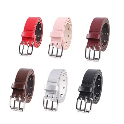 腰带欧美爆款双排气眼女时尚百搭宽腰封针扣休闲装饰镂空皮带