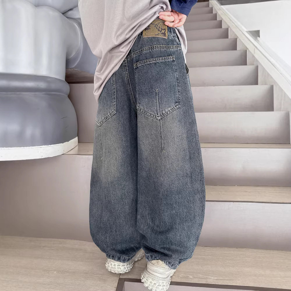 男童牛仔裤春季儿童直筒裤子2026春秋新款大童装春装弯刀裤潮男孩