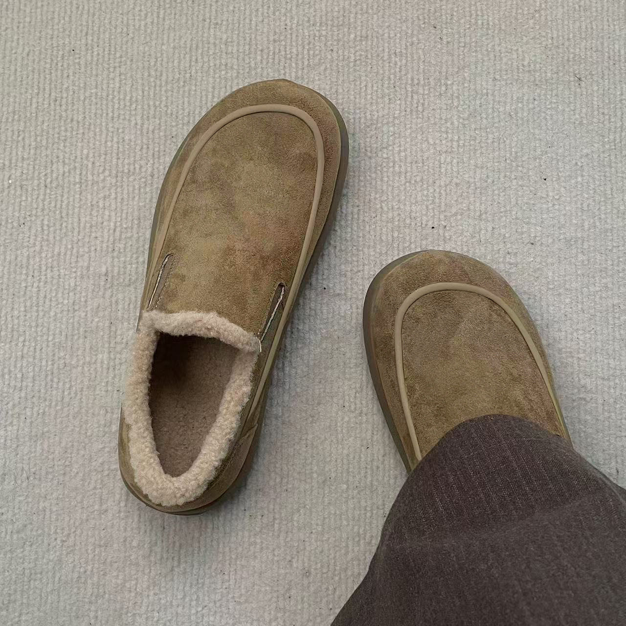 秋冬季男鞋保暖加厚勃肯鞋子男士棉鞋老北京布鞋平底加绒毛乐福鞋,流行男鞋,棉鞋,淘宝优惠券,粉丝福利购,淘宝优惠卷