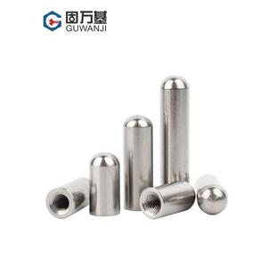 304不锈钢内螺纹圆头圆柱销牙销钉带孔销子空心销定位销M4M5M6M8