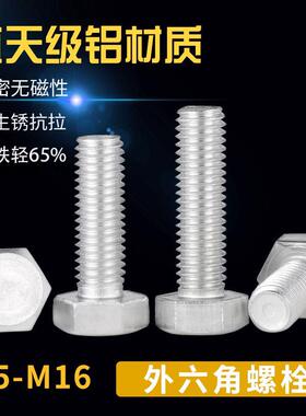 6061铝合金外六角螺丝 铝制螺栓 铝材质螺丝 M5M6M8M10M12M16 65L