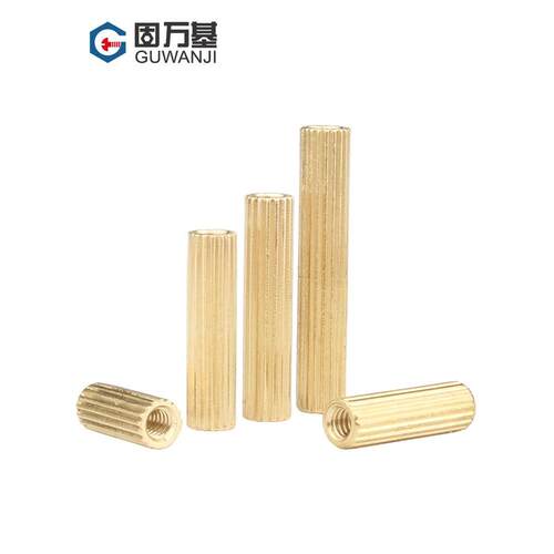 双通圆形铜柱滚花铜柱螺纹监控铜柱支撑柱安防隔离柱间隔柱螺柱M2