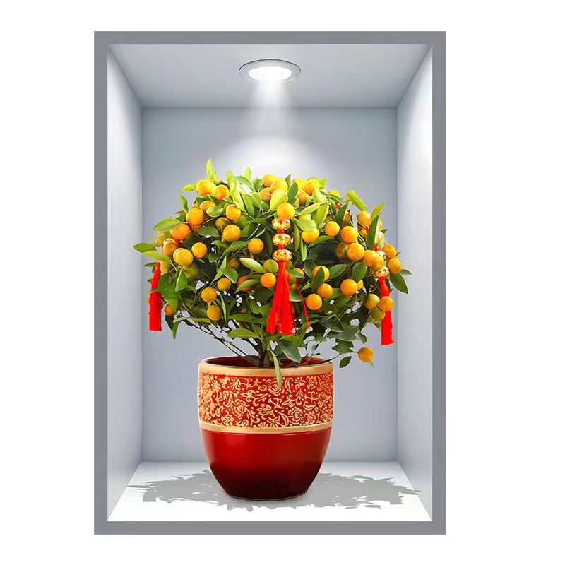 墙面装饰贴画仿真3d立体效果植物花卉卫生间玻璃墙壁画餐厅自粘画