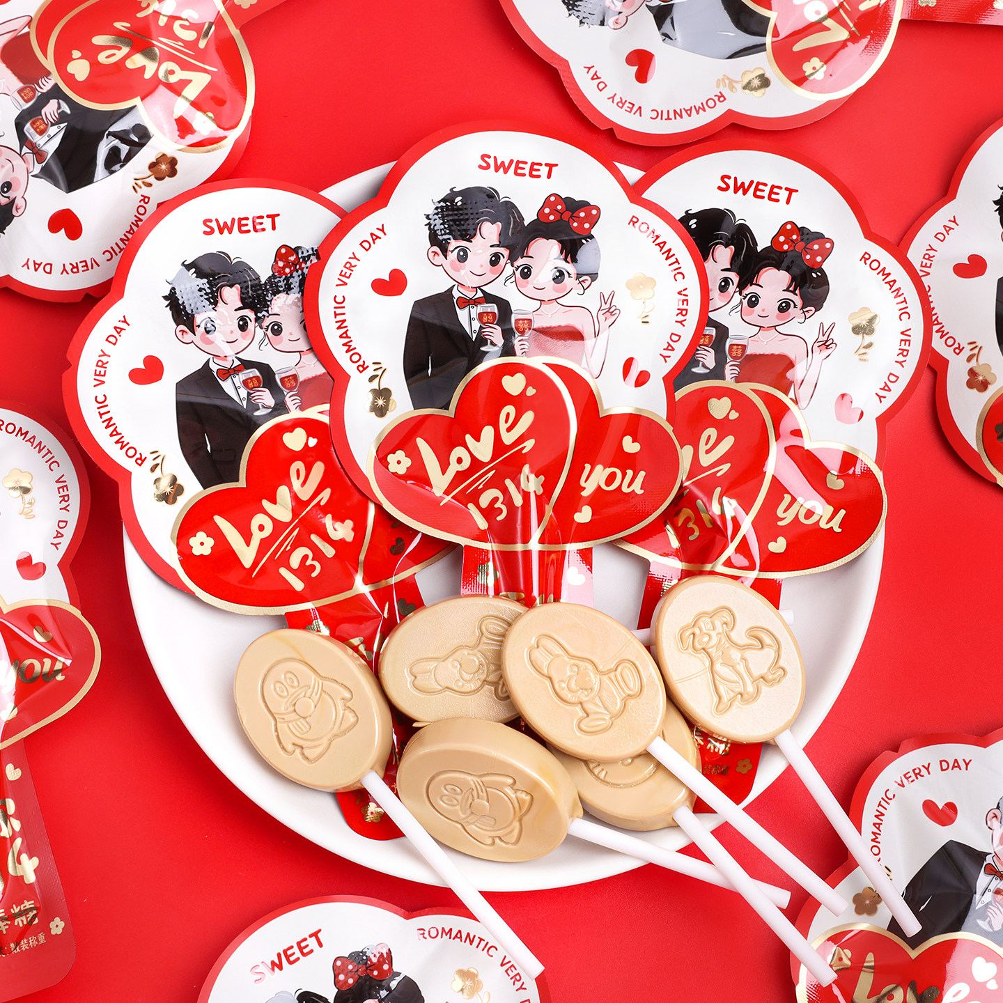 爱你1314棒棒糖婚礼喜糖批发结婚专用2025年新款高级混合零食糖果