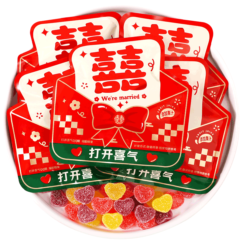 打开喜气QQ软糖结婚喜糖高级混合散装批发订婚礼专用糖果伴手礼