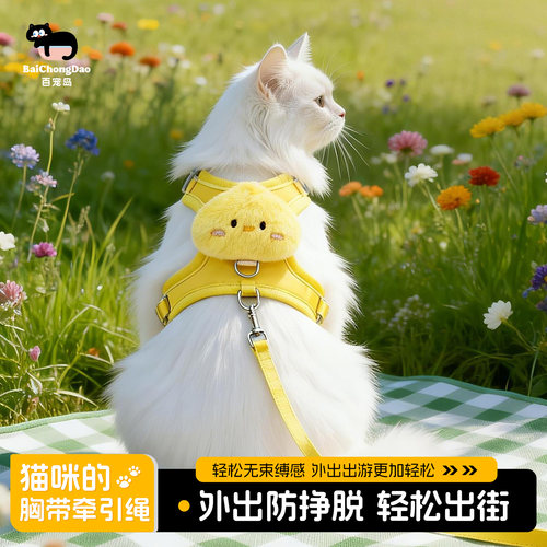 百宠岛猫牵引绳防脱可调不勒脖