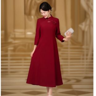 喜妈妈喜婆婆婚宴礼服 高档改良旗袍立领礼服