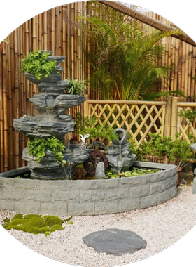 大型假山庭院景观装饰水景摆件阳台鱼池造景室外花园流水喷泉装饰