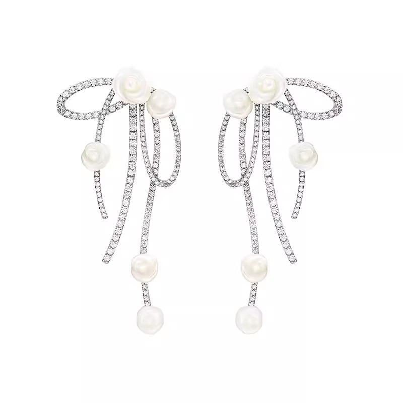 何方法式气质高级女玫瑰花园耳环