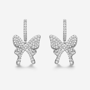 何方HEFANG 珠宝闪闪蝴蝶耳环陈都灵轻奢优雅灵动生日礼物女 新品