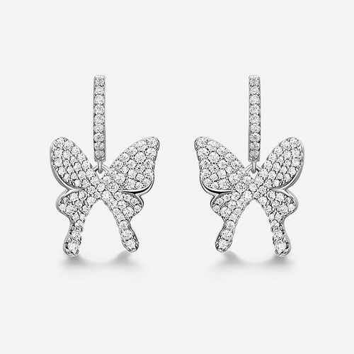 何方925银女蝴蝶耳环陈都灵女闪