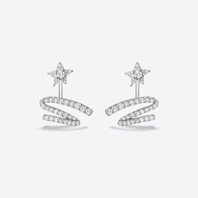 何方星光飘带耳钉925银气质女