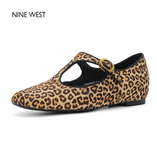 玖熙复古圆头内增高豹纹马毛单鞋 West Nine 真皮女鞋 清仓款