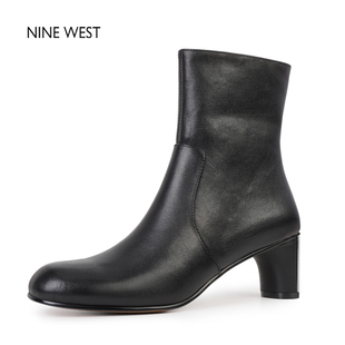玖熙粗跟弹力瘦瘦靴羊皮高跟靴子短靴女鞋 West Nine 冬 清仓款