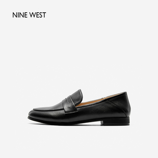 Nine West/玖熙2025年春季新款乐福鞋女圆头便士切口通勤平跟单鞋