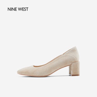 West 百搭中跟不累脚工作高跟鞋 玖熙粗跟单鞋 新款 2024年春季 Nine