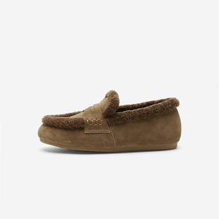 圆头羊毛内里女鞋 Nine 加绒保暖雪地靴一脚蹬乐福鞋 玖熙冬季 West