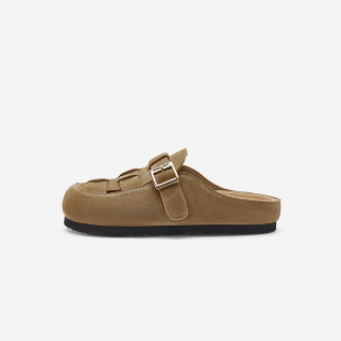 West 休闲百搭勃肯半拖鞋 玖熙2025夏新款 老钱风包头拖鞋 女鞋 Nine