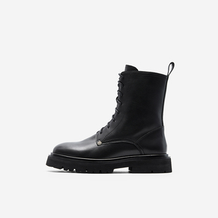 清仓款 玖熙系带马丁靴圆头冬季 式 绒里保暖时尚 Nine 百搭女鞋 West